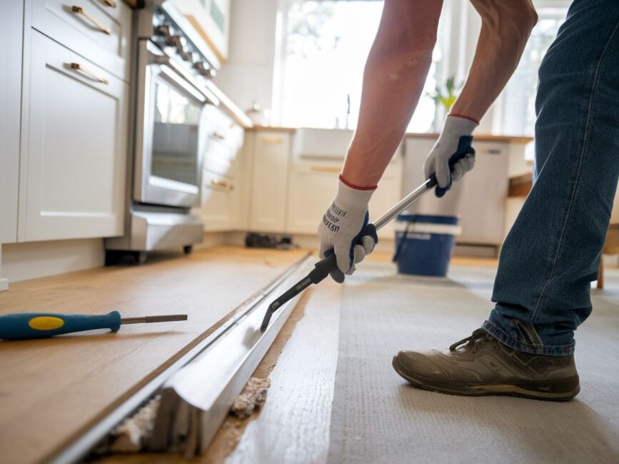 Usunięty cokół dolny leżący na podłodze